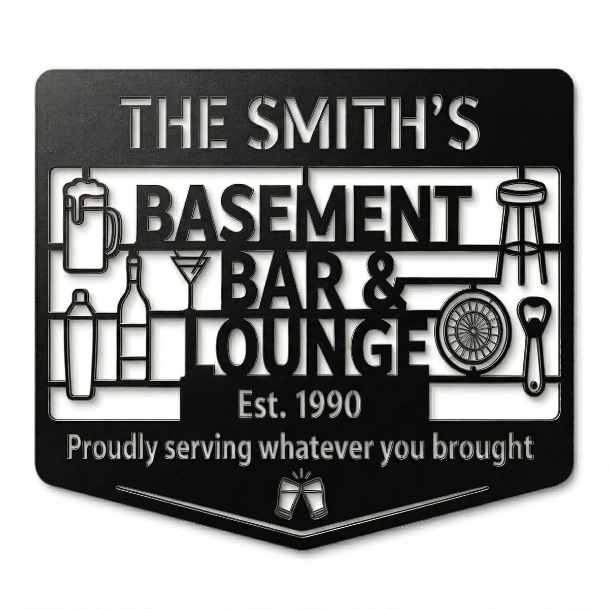 Custom bar wall art – personalized metal sign for whiskey and beer corner