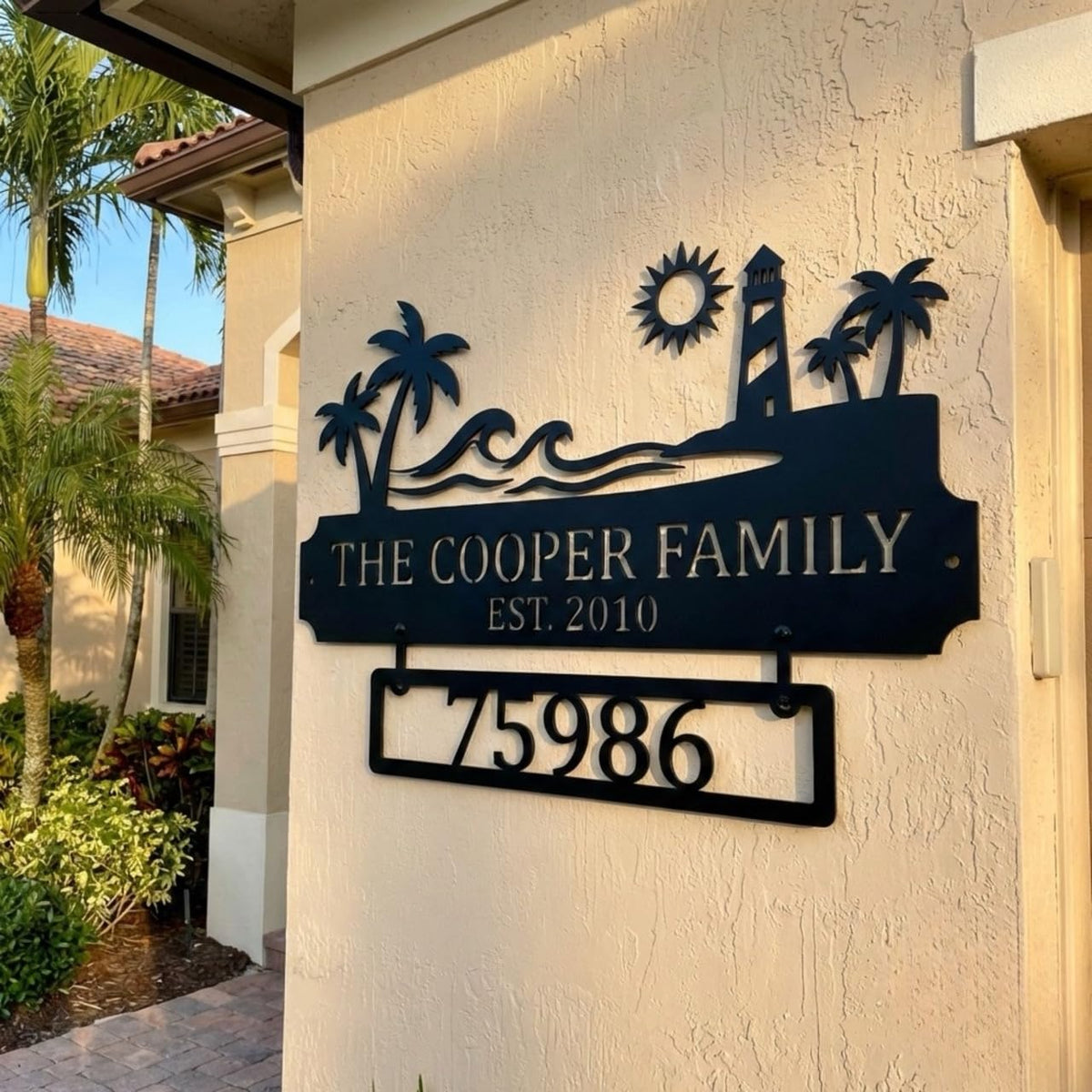 Custom family address sign – housewarming gift for new home