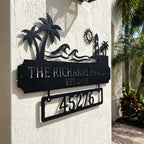 Modern metal address plaque – custom name design