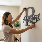 Personalized metal monogram – classic banner style with family name