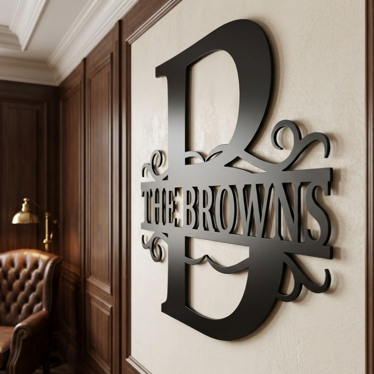 Personalized ornate monogram – premium steel name sign