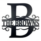 Personalized metal monogram family sign – ornate baroque design