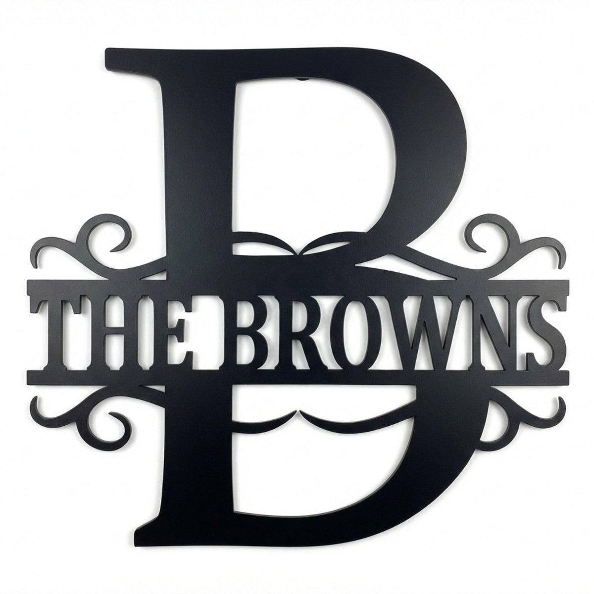 Personalized metal monogram family sign – ornate baroque design