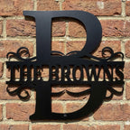 Baroque monogram steel wall art – decorative custom family sign