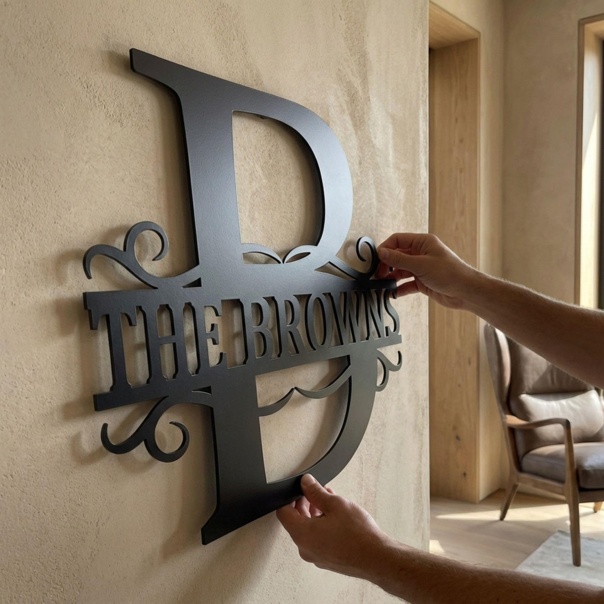 Custom baroque family monogram – luxury metal wall decor