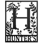 Personalized metal monogram family sign – botanical leaf design