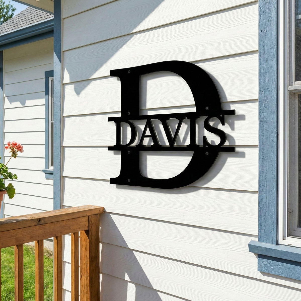 Personalized metal monogram family sign – modern minimalist design