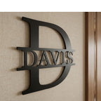 Simple modern monogram in steel – personalized family sign