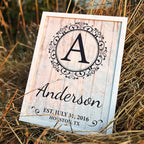 Personalized last name sign size options in solid wood