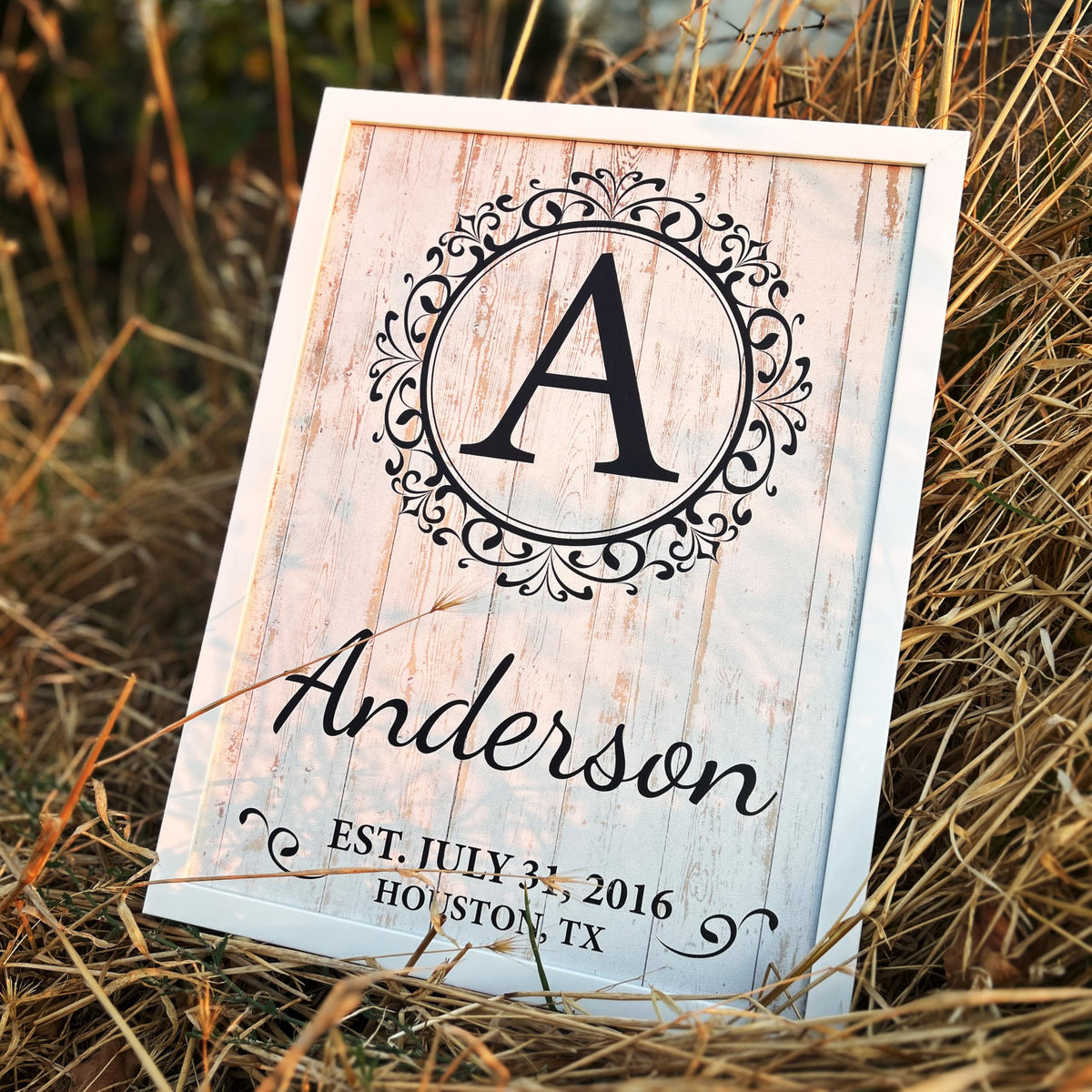 Personalized last name sign size options in solid wood