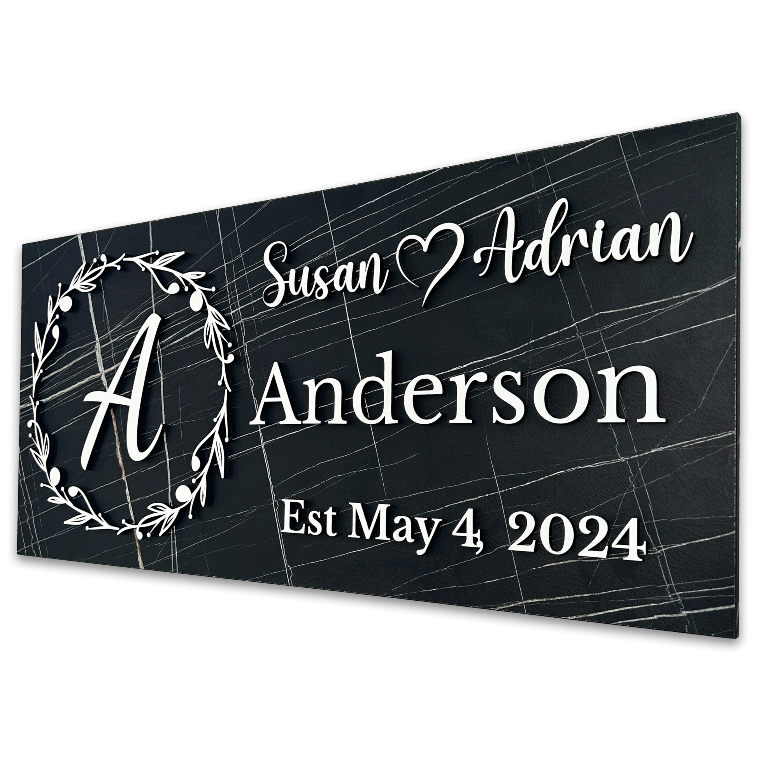 Custom monogram family name sign – premium finish wall art for couples