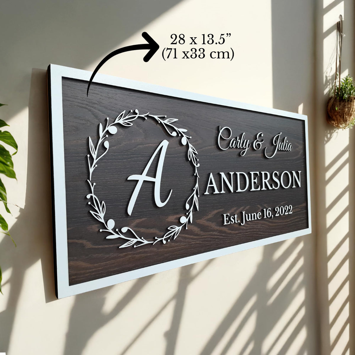 Monogram name sign – living room and entryway wall decor