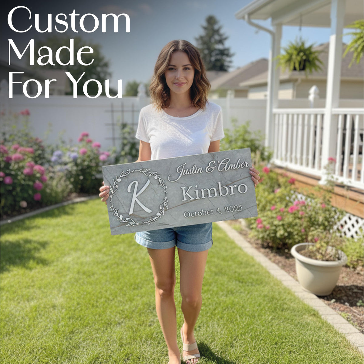 Monogram family name wall art – elegant custom home decor gift
