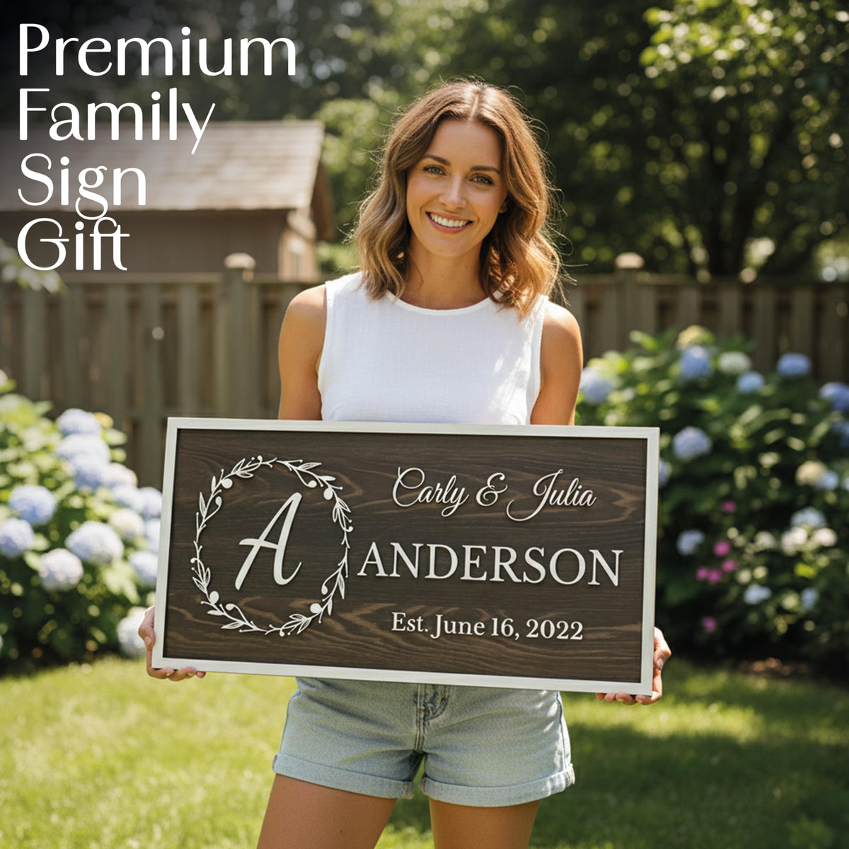 Family name monogram sign – custom entryway decor with est year