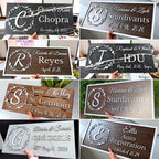 Personalized monogram family name wood sign – custom last name wall art