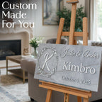 Monogram wall decor with personalized family name – custom made