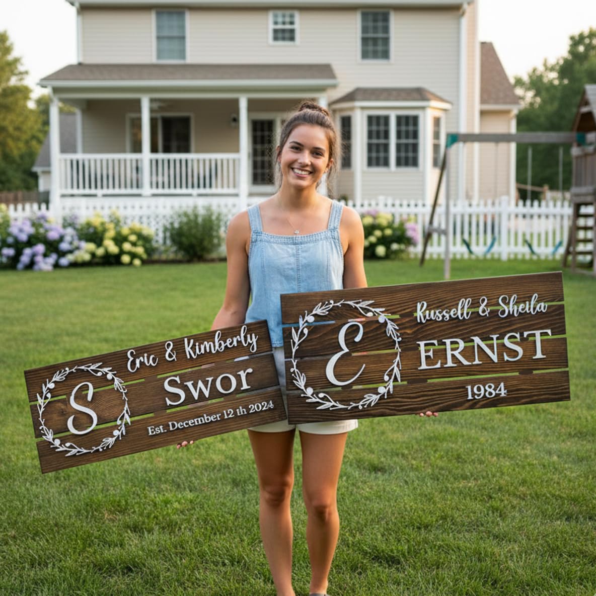 Personalized Monogram Family Name Sign – Solid Walnut Wood Custom Wedding Gift | Aydan's Unique Finds