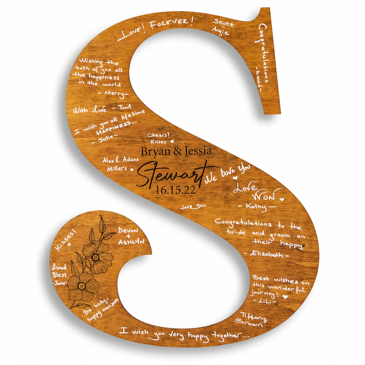 Personalized Monogram Letter Wedding Guest Book, customized with your text and made to order