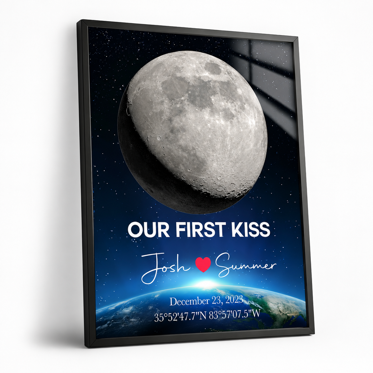 Personalized Moon Phase Map, customized with your text and made to order