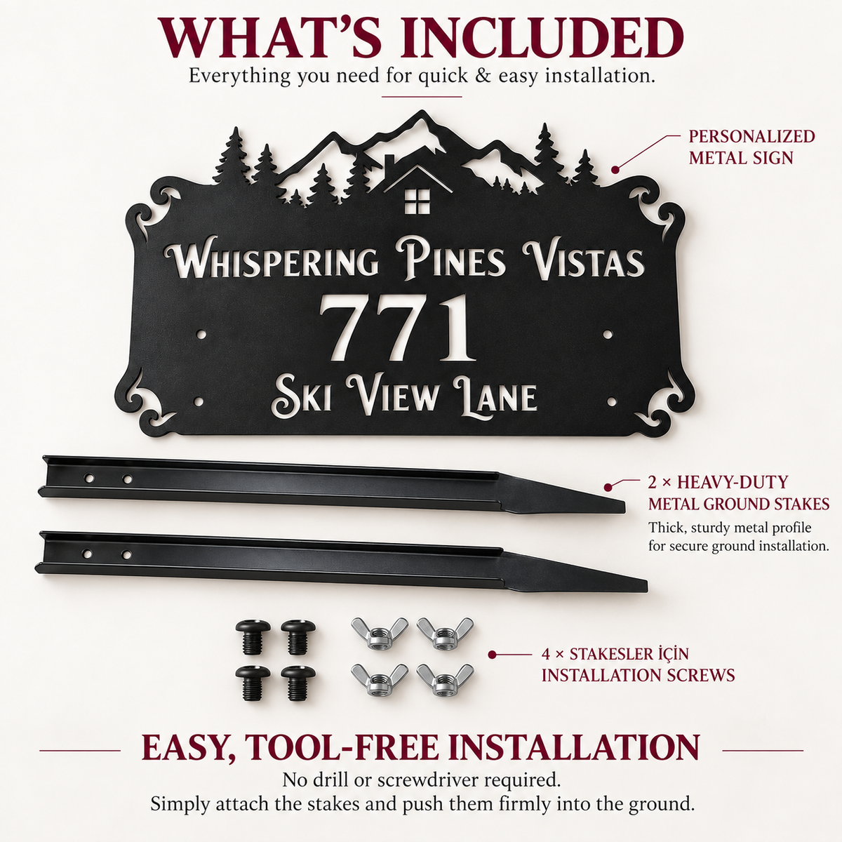 Personalized metal address sign, product detail image