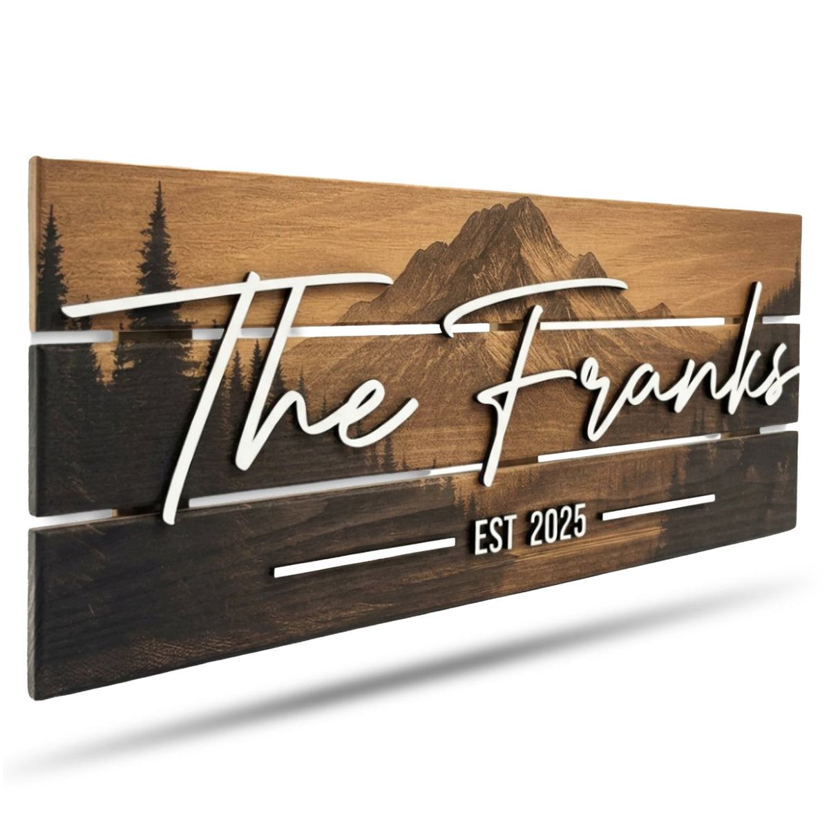 Personalized Mountain Family Name Sign, customized with your text and made to order