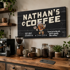 Custom coffee bar canvas in rustic kitchen coffee station