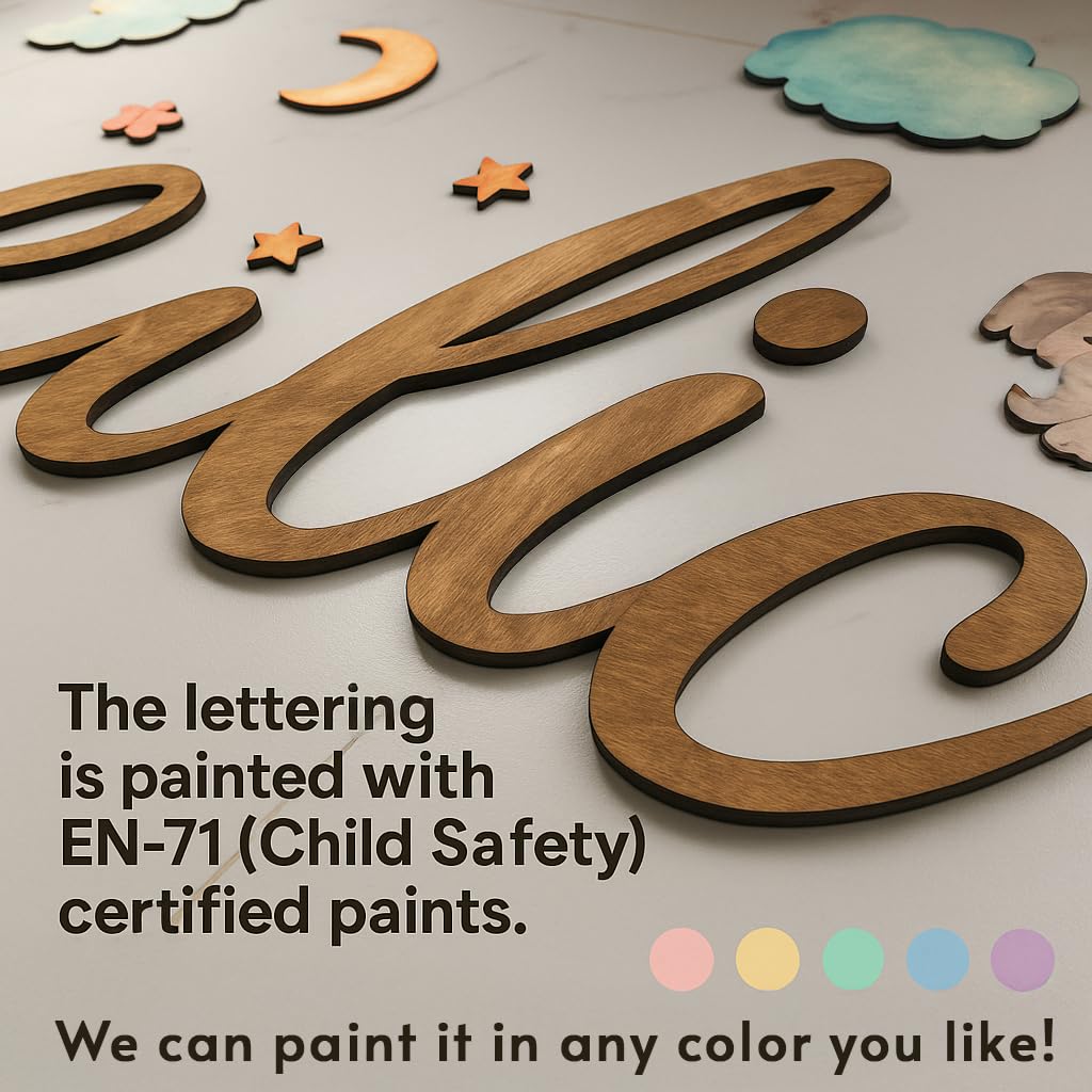 Classic nursery name sign detail – smooth painted 3D letters