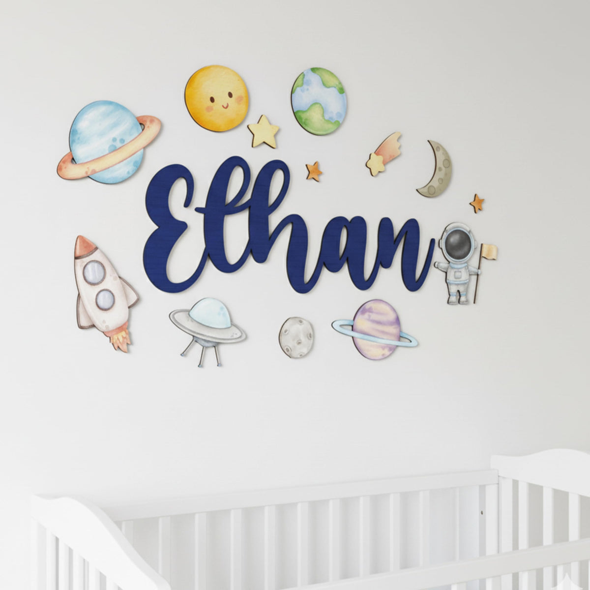Personalized kids room sign – custom name above crib decor