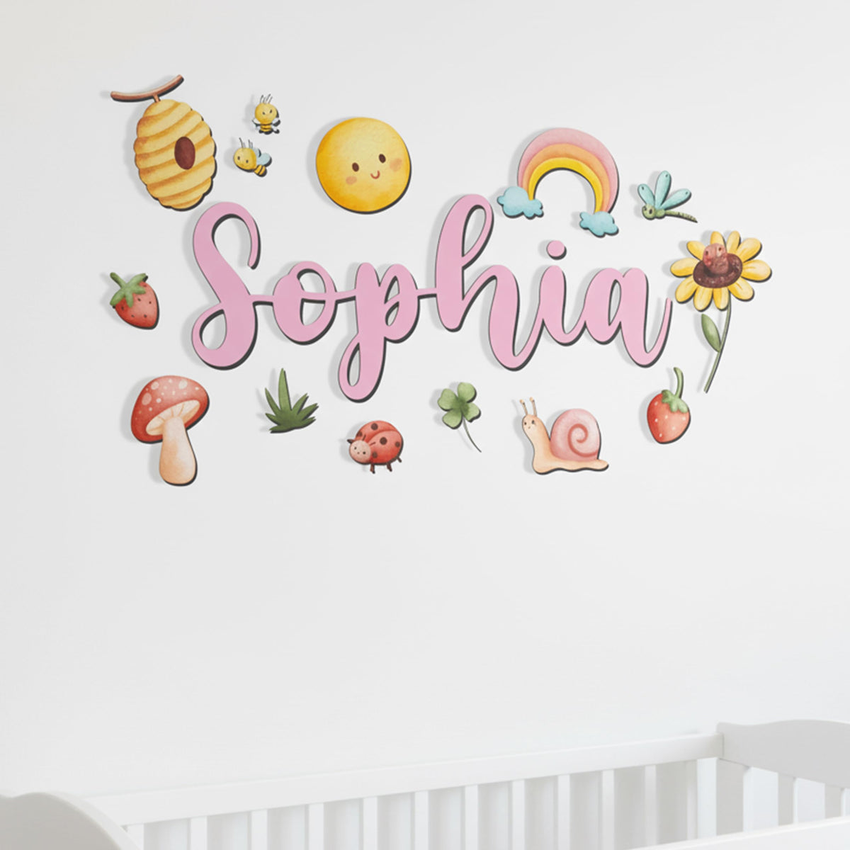 Custom name sign for nursery – timeless painted wood design