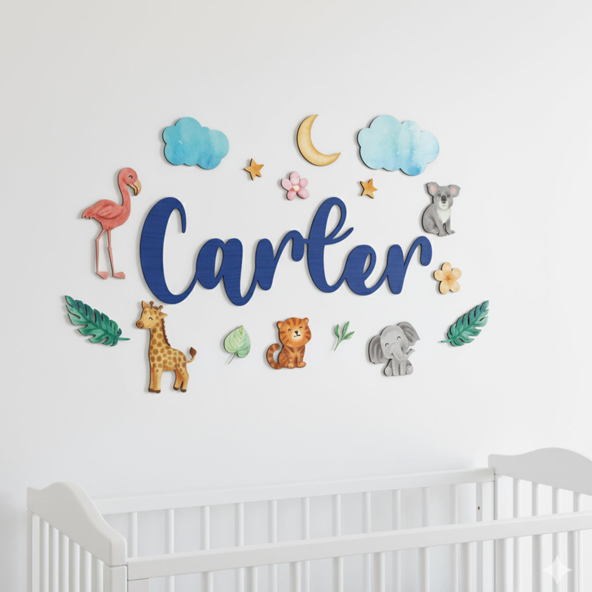 Personalized jungle wild one nursery sign – 3D wood first birthday decor