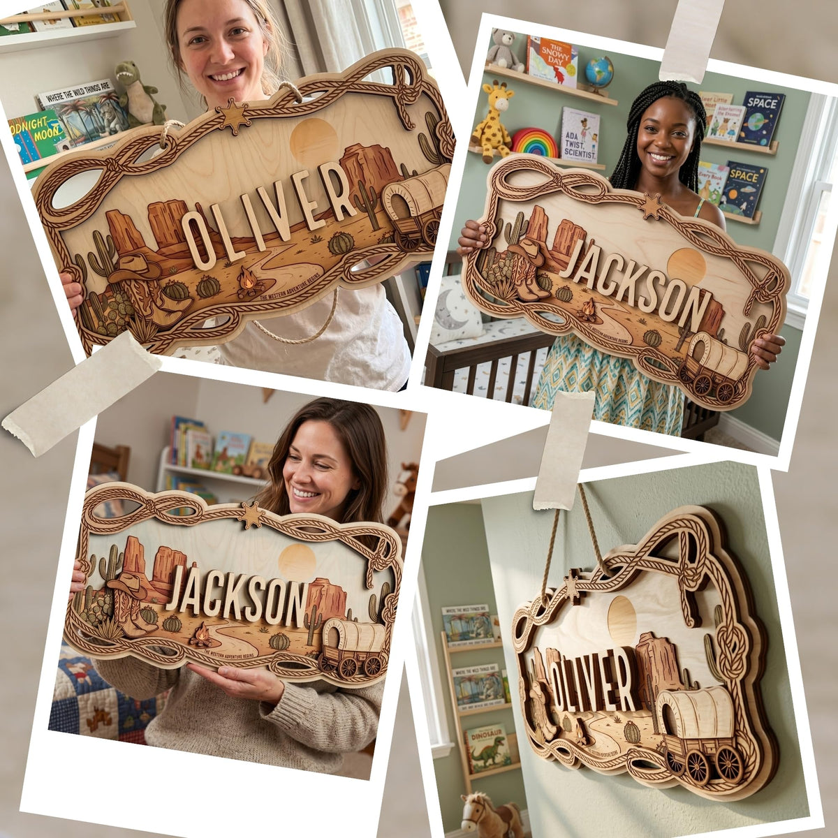 3D wood nursery name sign – handmade baby room decoration