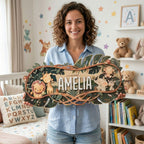 Jungle nursery decor – personalized wood name sign for kids room