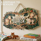 Personalized baby name sign – jungle animal nursery art