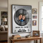 Our song glass art detail showing personalized photo and song title