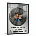 Personalized our song glass art with custom song artwork and photo