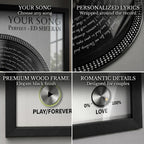 Personalized music keepsake glass art hung on living room wall