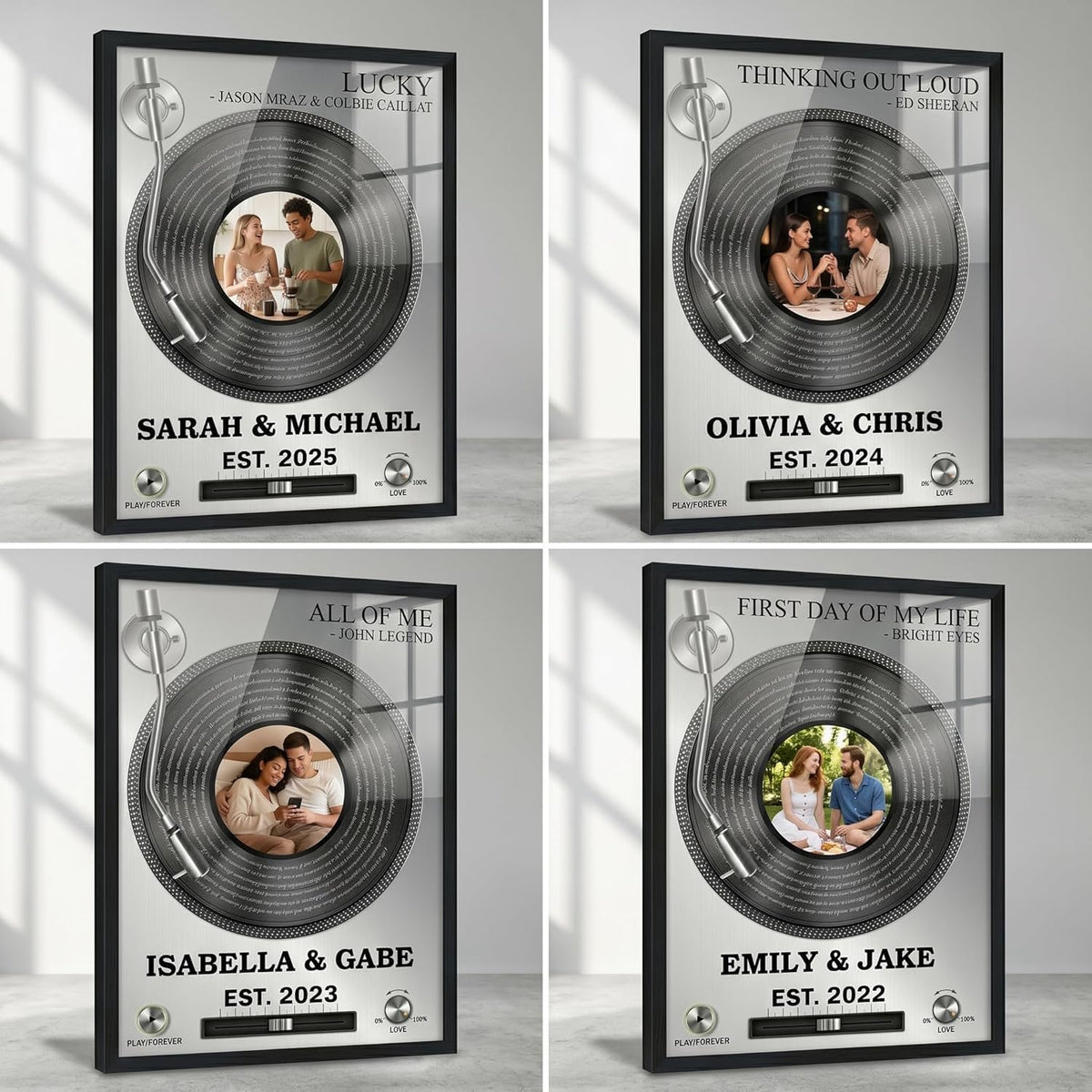 Custom our song glass art as personalized anniversary keepsake