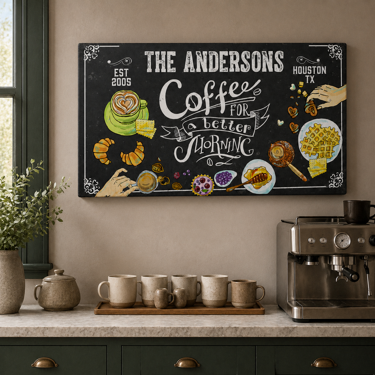 Custom breakfast kitchen wall art – personalized canvas print