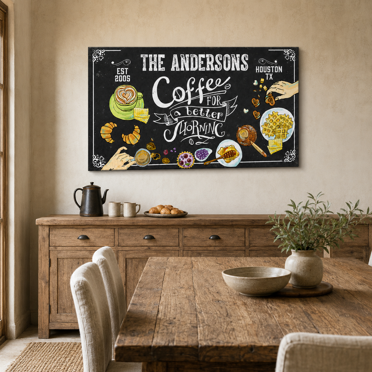 Breakfast canvas decor – personalized cozy kitchen wall art