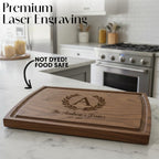 Custom charcuterie board with laser engraved names as a wedding gift