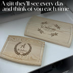 Personalized cutting board size options in solid hardwood