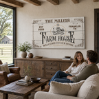 Personalized farmhouse wall art – custom family name canvas print