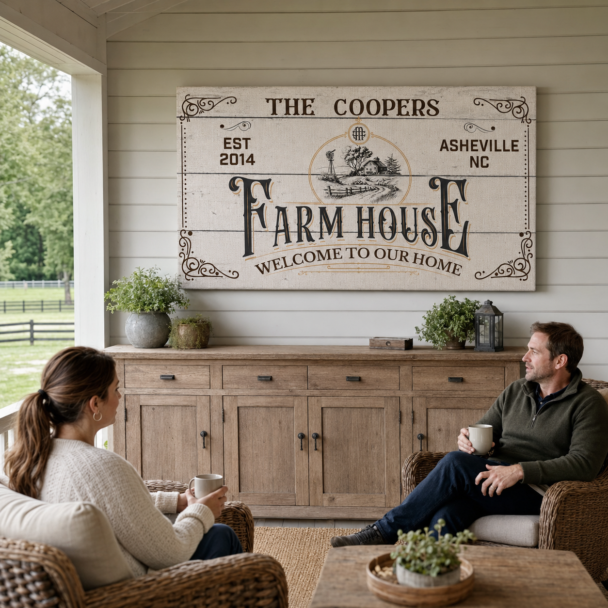 Personalized farmhouse canvas – custom name country kitchen decor