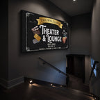 Personalized cinema lounge canvas – custom name media room decor