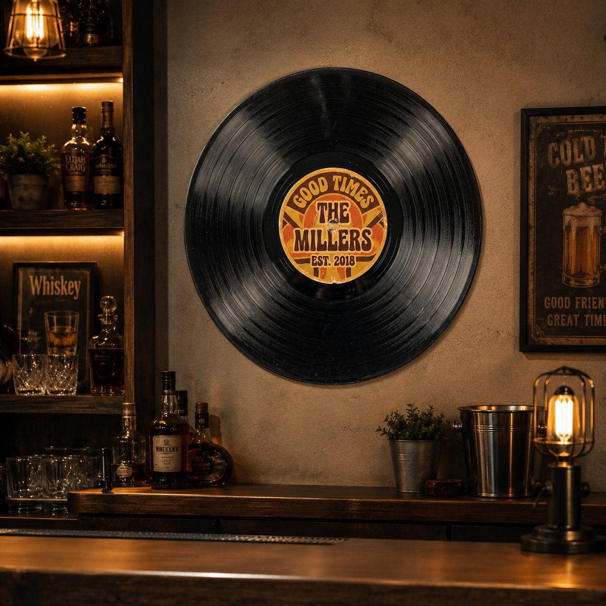 Vinyl Record Family Name Sign