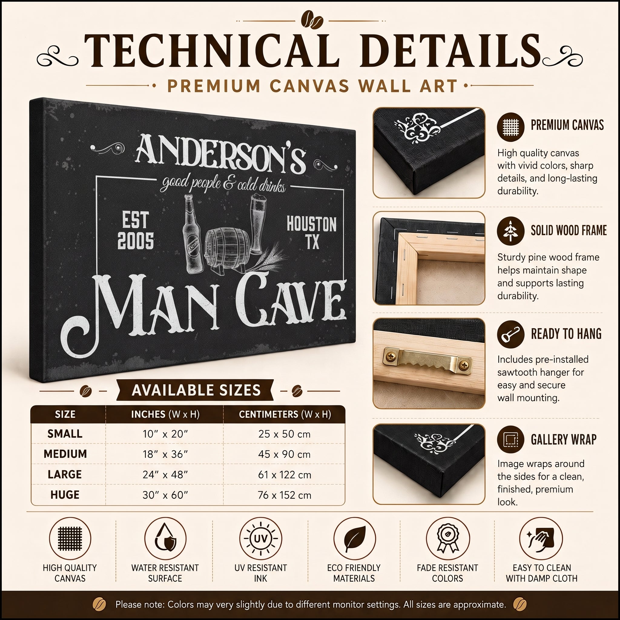 Custom man cave canvas sign – personalized gift for him