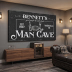 Man cave canvas wall art detail – personalized name print