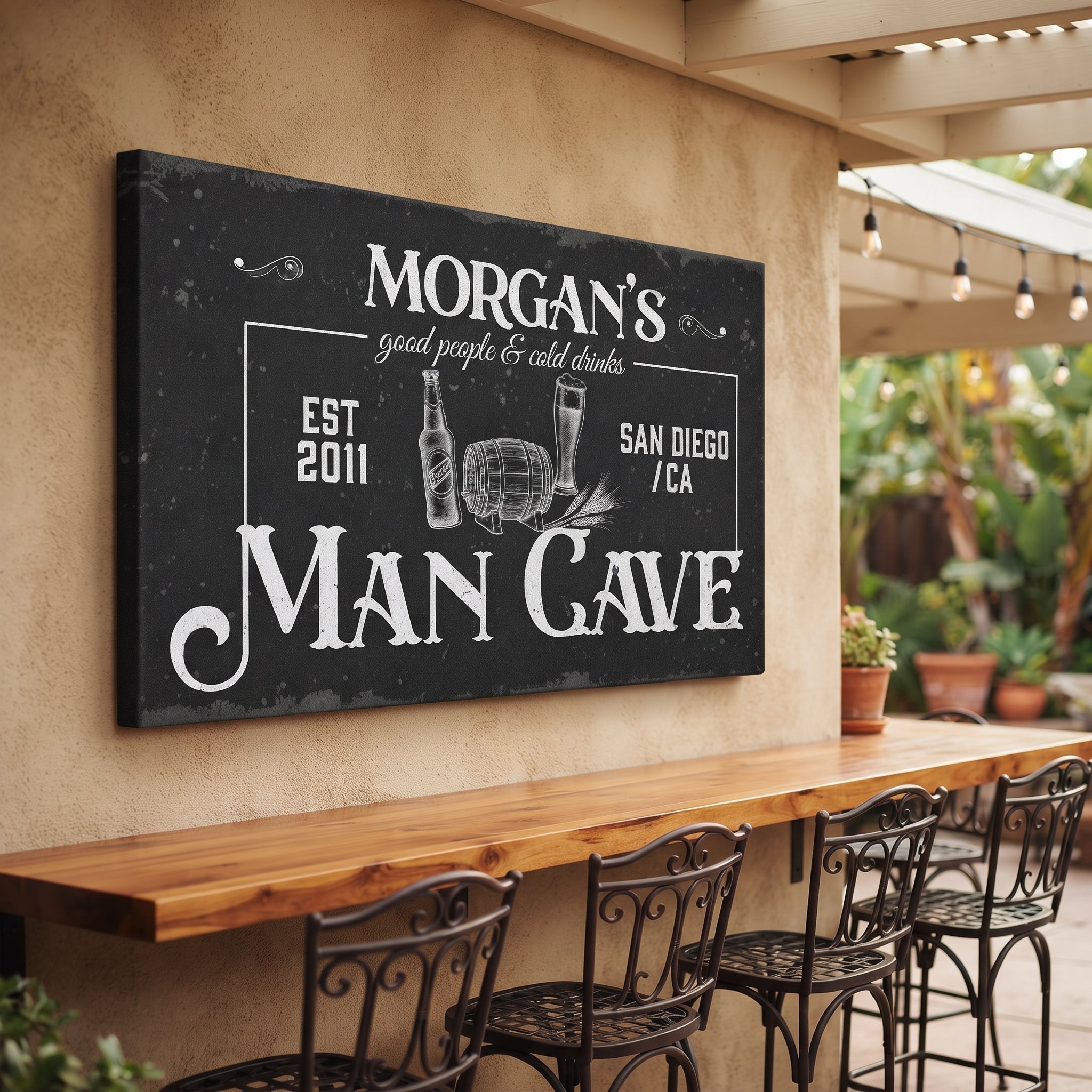 Custom man cave wall art – personalized canvas for dad