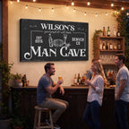 Personalized man cave canvas in home lounge – custom wall decor