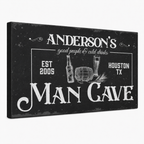 Custom man cave canvas – personalized lounge and bar corner decor